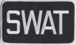 SWAT Silver on Black Back Panel Patch 9 X 5 (8 1/2 wide by 5" high)